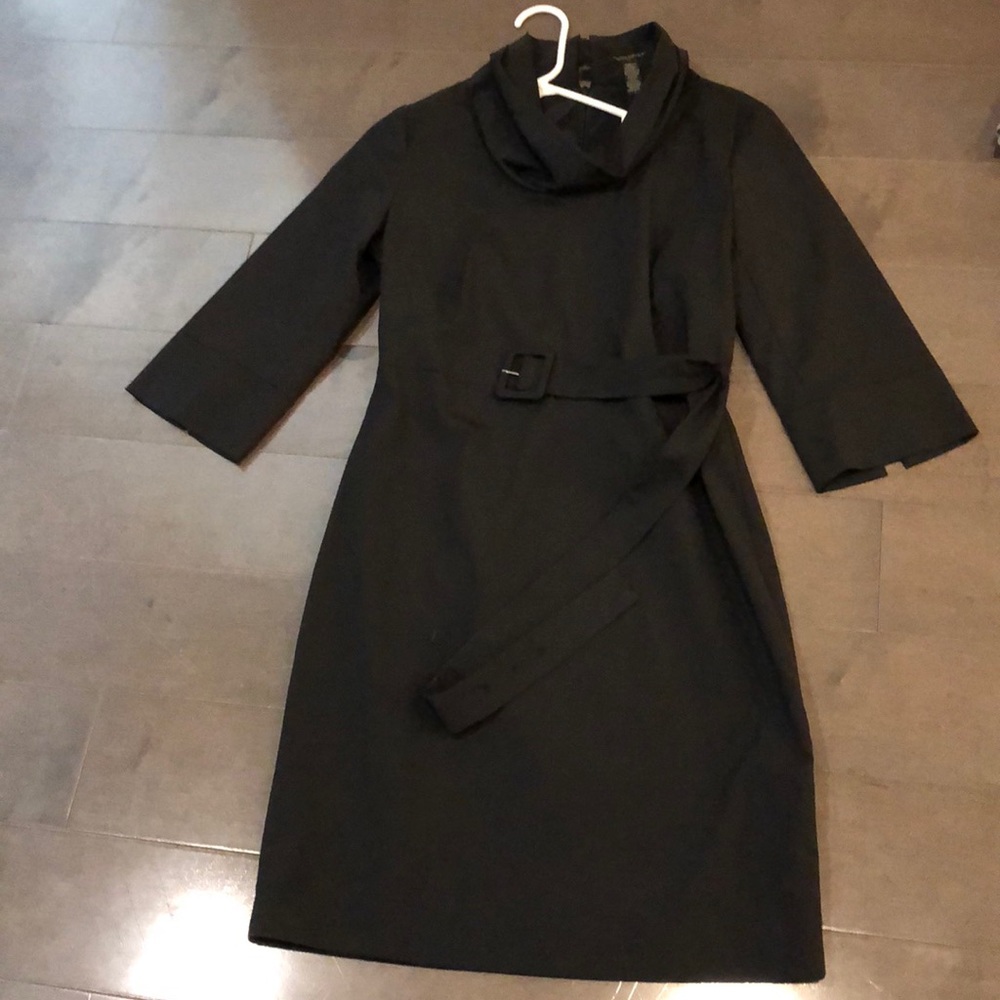 Banana Republic black mid sleeve cowl neck dress 2